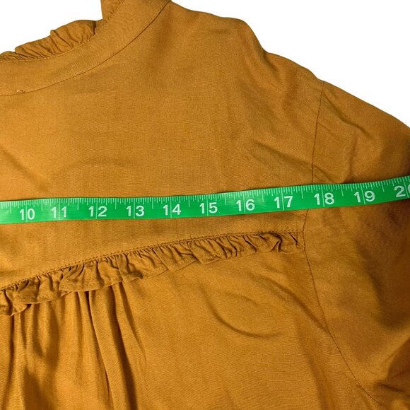 LARGE Sundance Gold Long Sleeve VNeck Ruffled Shirt Blouse - Picture 8 of 12